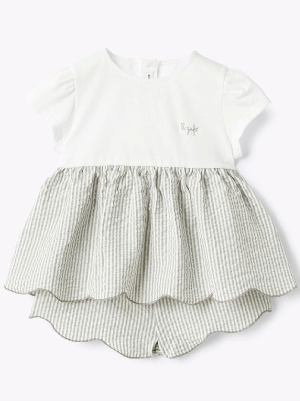 Il Gufo seersucker dress and bloomer set